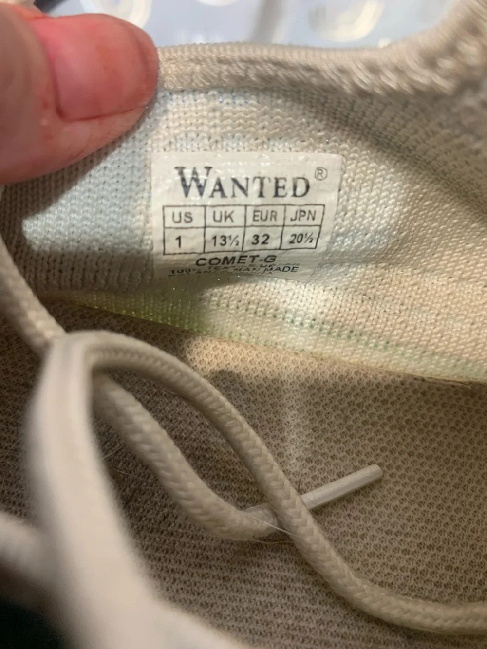 Wanted Cream Knit Lace-Up Sneakers